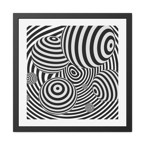 Stark 4 - Modern Abstract Framed Poster - Striking Black and White Spiral Design