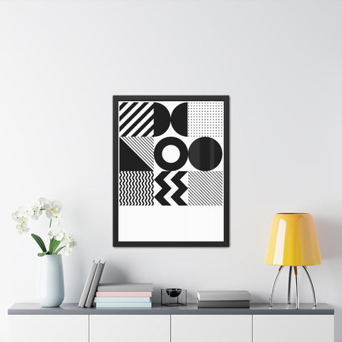 Modernica 5 - Modern Geometric Wall Art Frame - Black and White Patterns for Home Decor