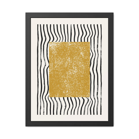 Ink Block 1 - Modern Abstract Framed Poster - Yellow and Black Art for Home Decor