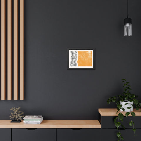 Ink Stamp 8 - Modern Abstract Framed Poster - Orange & Black Art for Home Decor