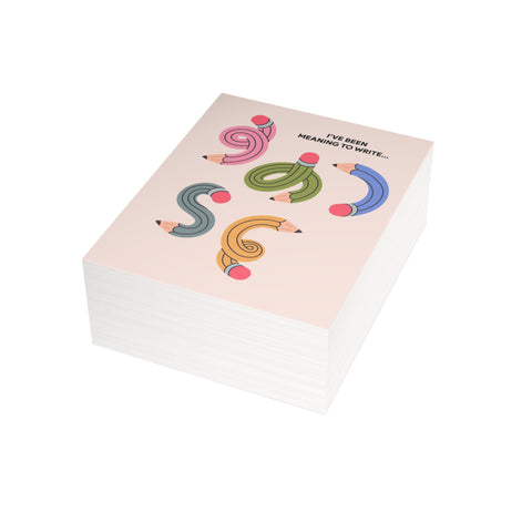 "I’ve Been Meaning to Write" Whimsical Pencil Greeting Card — Thinking Of You Greeting Card - Illustrated, Modern