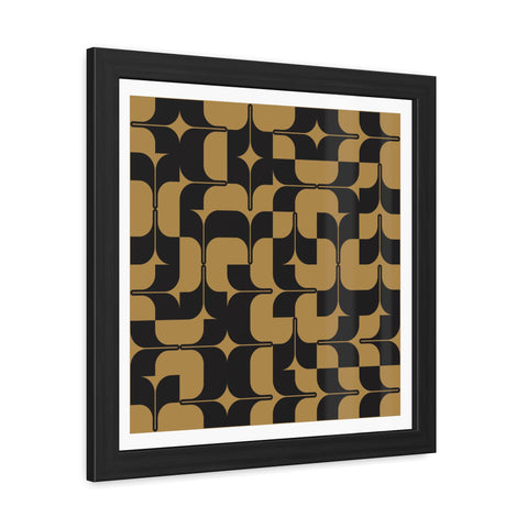 Streaks - Modern Geometric Framed Poster - Black & Gold Abstract Wall Art