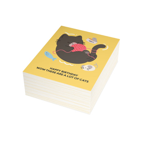 Happy Birthday Wow These ara a lot of cats — Birthday Greeting Card - Illustrated, Funny, Snarky, Modern