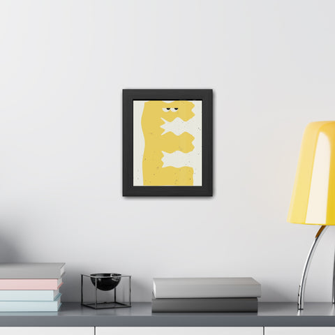 Lettermon E - Whimsical Framed Poster - Abstract Yellow Character Art for Home Decor