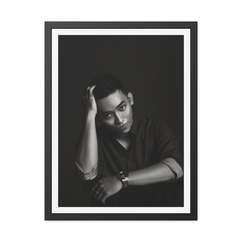 Male Portrait 2 - Modern Black Framed Poster - Stylish Wall Art for Home Decor