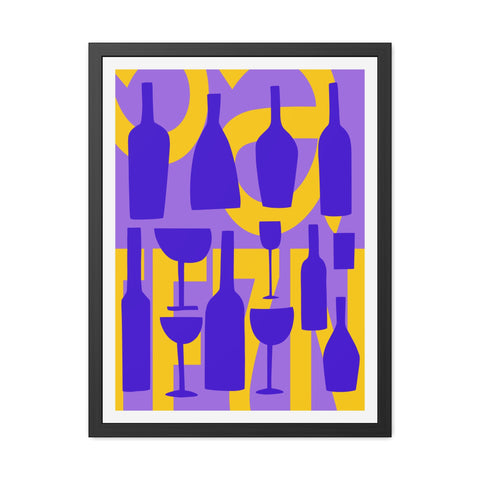 Sonoma 1 - Colorful Wine Bottles Framed Poster | Modern Art for Home Decor