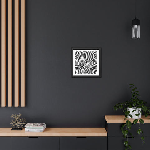 Stark 4 - Modern Abstract Framed Poster - Striking Black and White Spiral Design