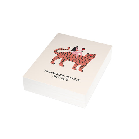 'He Was Kind of a Dick Anyways' Tiger Greeting Card — Sympathy Greeting Card - Illustrated, Funny, Snarky, Modern