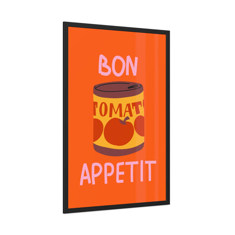 Bon Appetit Tomato Can Framed Poster - Fun Kitchen Decor for Food Lovers
