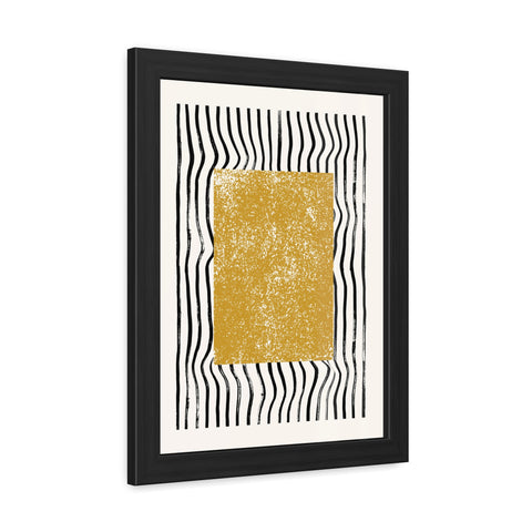 Ink Block 1 - Modern Abstract Framed Poster - Yellow and Black Art for Home Decor