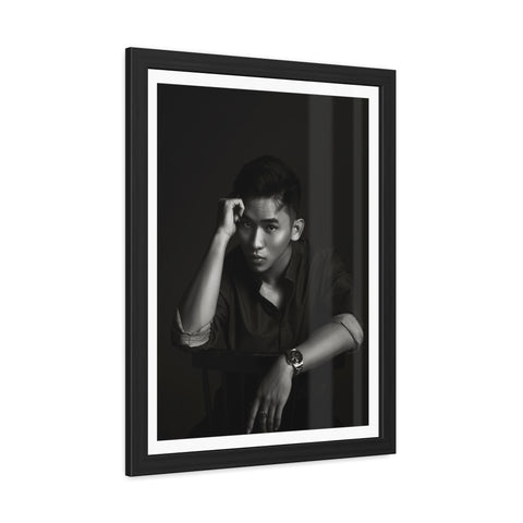 Male Portrait 1 - Elegant Framed Poster - Black and White Portrait for Modern Décor