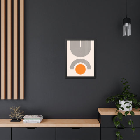 Brenda 2 - Modern Geometric Framed Poster - Minimalist Wall Art with Orange Circle