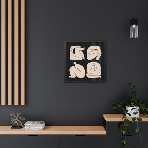 Boxed - Modern Minimalist Framed Art Poster - Abstract Human Figures