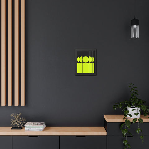 Modernica 1 - Modern Geometric Framed Poster - Bright Yellow and Black Wall Art for Contemporary Decor