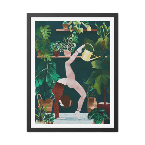 Botanical Yoga Framed Poster - Indoor Plant Decor for Peaceful Vibes
