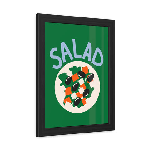 Whimsical Salad Framed Poster - Fun Kitchen Decor for Food Lovers