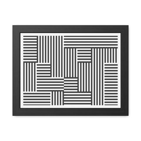Horizon Grid 4 - Modern Minimalist Framed Poster - Abstract Black and White Line Art