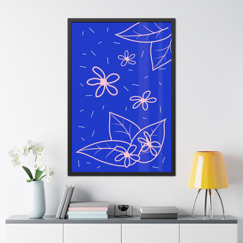 When life gives you lemons 3 - Blue Floral Framed Poster - Modern Botanical Art for Home Decor