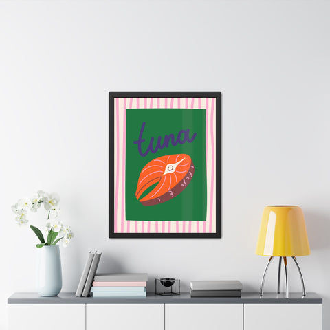 Whimsical Tuna Framed Poster - Fun Kitchen Decor for Seafood Lovers