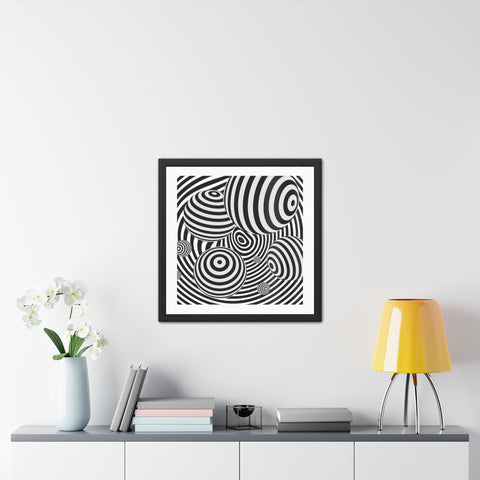 Stark 4 - Modern Abstract Framed Poster - Striking Black and White Spiral Design