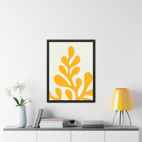 Stratica 1 - Modern Abstract Framed Poster – Yellow Organic Design for Home Decor
