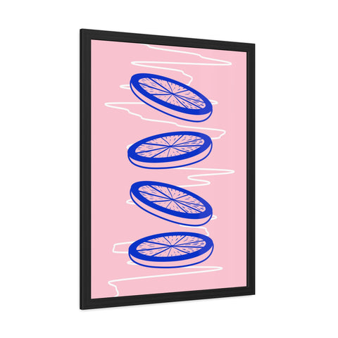When life gives you lemons 6 - Trendy Framed Poster - Vibrant Blue Citrus Slices Art for Modern Home Decor