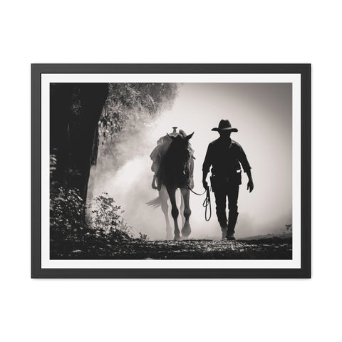 Cowboy & Horse Framed Poster - Rustic Wall Art for Equestrian Lovers