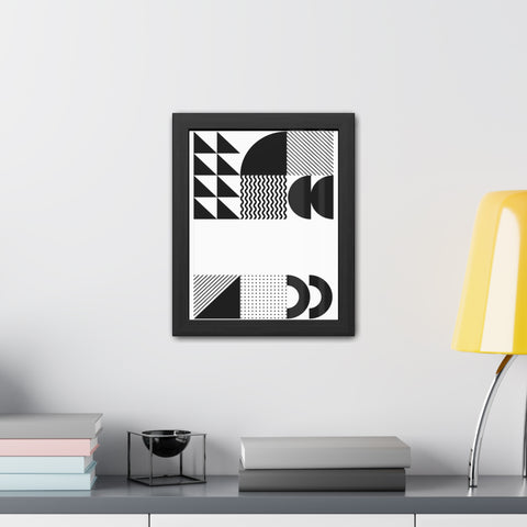 Modernica 6 - Modern Abstract Framed Poster - Black and White Geometric Wall Art