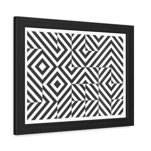 Horizon Grid 2 - Modern Geometric Framed Poster - Black and White Wall Art for Home Decor