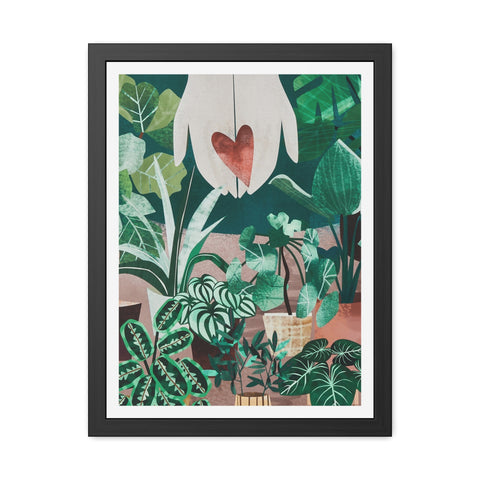 Green Thumb - Botanical Heart Framed Poster - Nature-Inspired Wall Art for Plant Lovers
