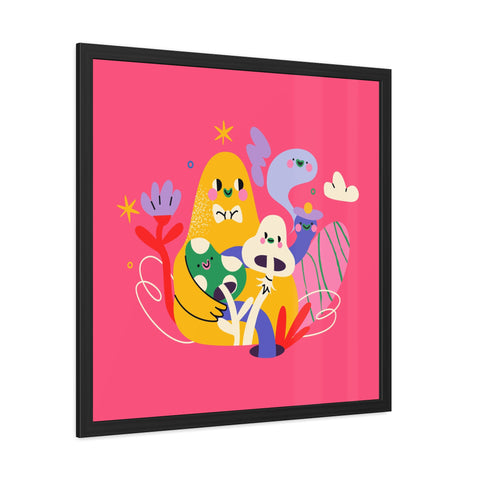 Fun Land 1 - Whimsical Framed Poster - Colorful Character Art for Cheerful Spaces