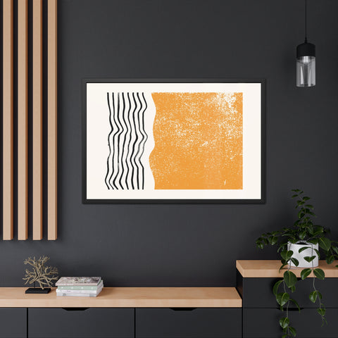 Ink Stamp 8 - Modern Abstract Framed Poster - Orange & Black Art for Home Decor
