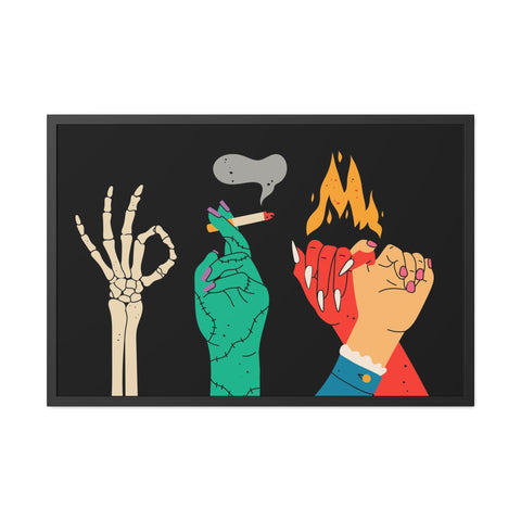 Hands Up - Bold Graphic Framed Posters - Edgy Art for Home Decor