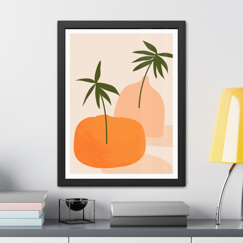 Agora 2 - Modern Framed Poster - Abstract Palm and Fruit Design for Home Decor