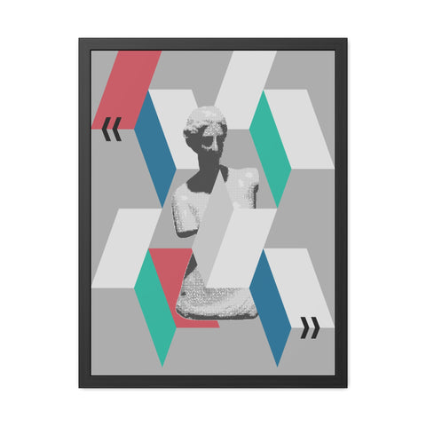 Abstractica 4 - Modern Framed Poster Art - Abstract Geometric Statue Design