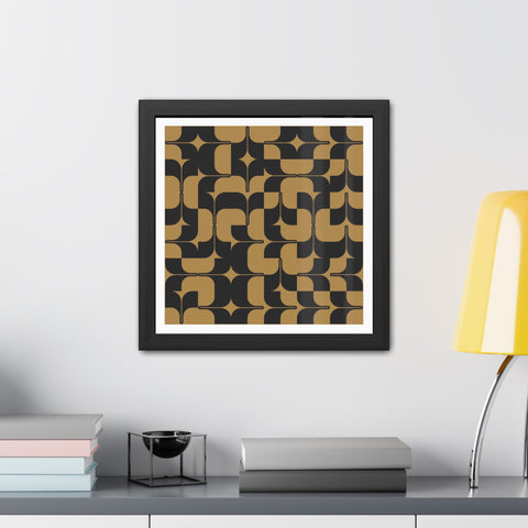 Streaks - Modern Geometric Framed Poster - Black & Gold Abstract Wall Art