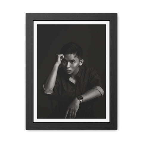Male Portrait 1 - Elegant Framed Poster - Black and White Portrait for Modern Décor