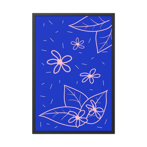 When life gives you lemons 3 - Blue Floral Framed Poster - Modern Botanical Art for Home Decor