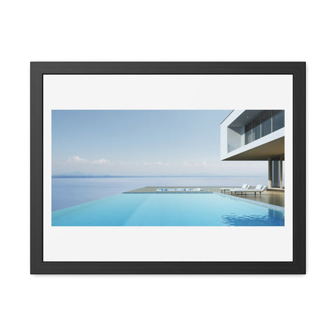Infinity - Modern Minimalist Framed Poster - Serene Poolside View for Home Decor