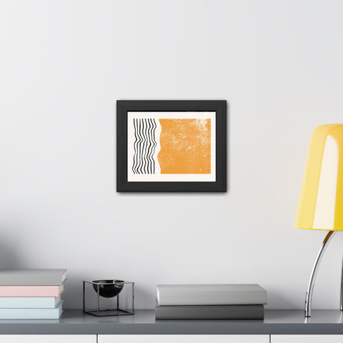 Ink Stamp 8 - Modern Abstract Framed Poster - Orange & Black Art for Home Decor