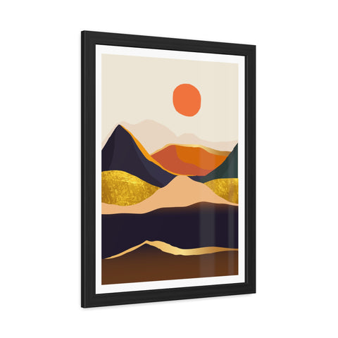 South 1 - Modern Framed Landscape Poster - Abstract Mountain Art for Cozy Home Decor