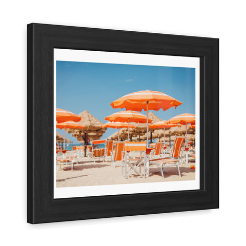 Orange Umbrellas - Tropical Beach Framed Poster - Vibrant Summer Decor & Gift for Beach Lovers