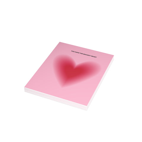 “You Have the Biggest Heart” Pink Heart Greeting Card — Thank You Greeting Card - Illustrated, Funny, Snarky, Modern