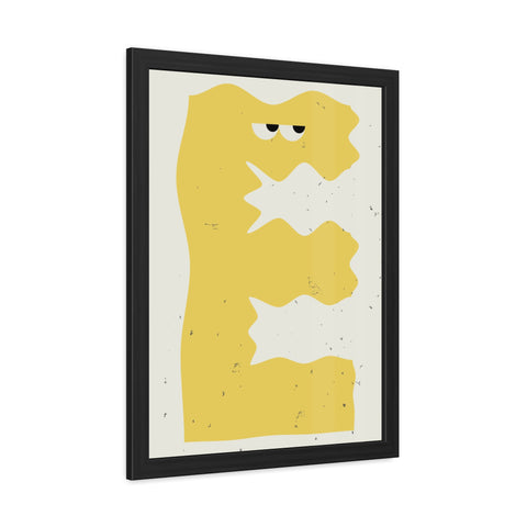 Lettermon E - Whimsical Framed Poster - Abstract Yellow Character Art for Home Decor