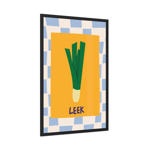 Whimsical Leek Framed Poster - Kitchen Art for Food Lovers