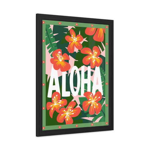 Aloha - Tropical Framed Poster - Bright Floral Wall Art for Home Décor
