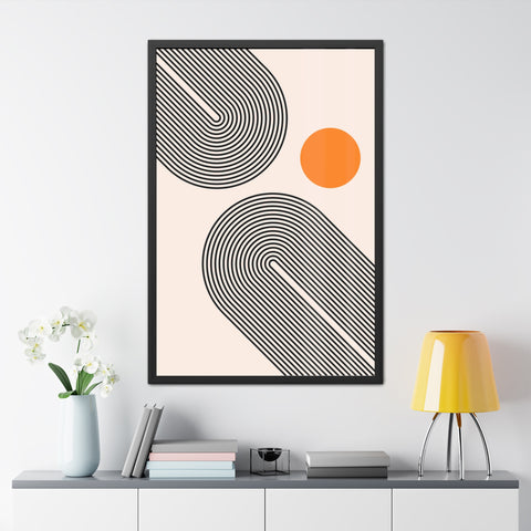 Brenda 1 - Modern Abstract Framed Poster with Geometric Design and Orange Accent