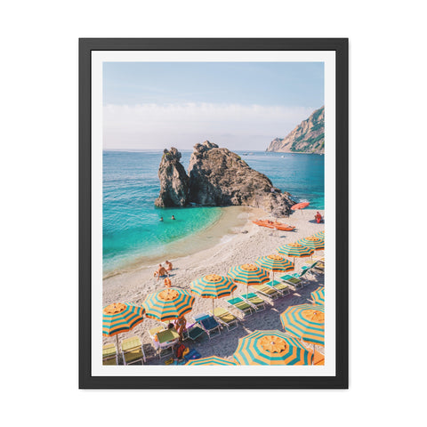 Coastal Beach Umbrellas - Framed Poster Art - Bright Summer Vibes