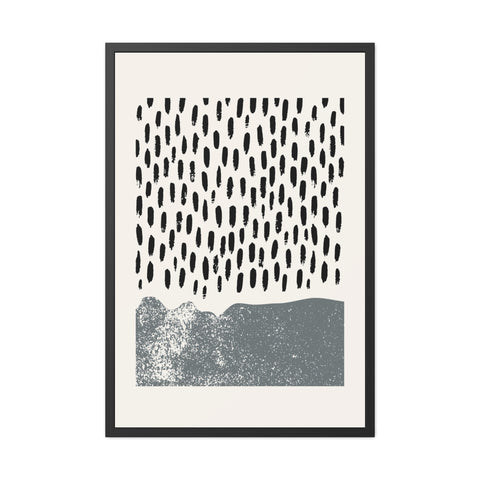 Ink Block 2 - Modern Minimalist Framed Poster - Black and White Abstract Art for Home Décor