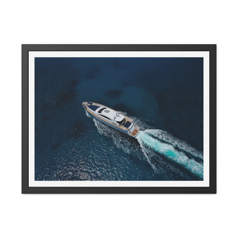 In the water - Nautical Framed Poster - Luxury Yacht at Sea Wall Art